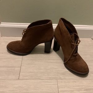 Vince Camuto brown suede booty heels. Size 7.5, worn twice.